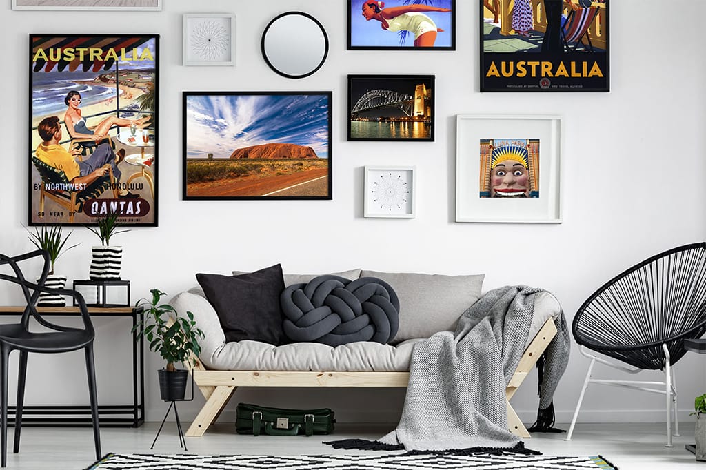 Gallery Wall of Australian Poster Frames