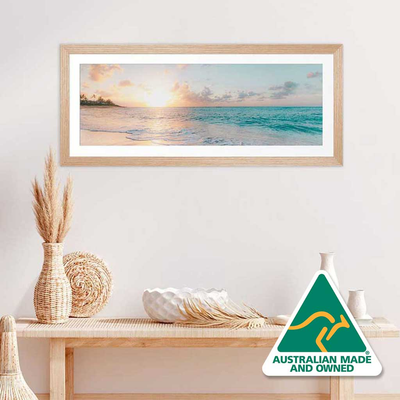 natural timber panoramic photo frame on wall