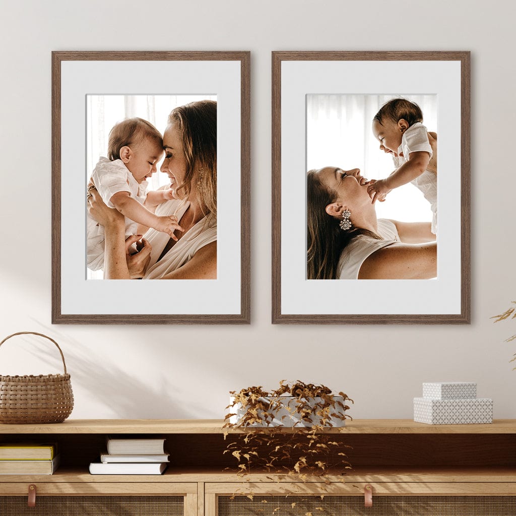 Brown A2 Frames with Photos on Wall
