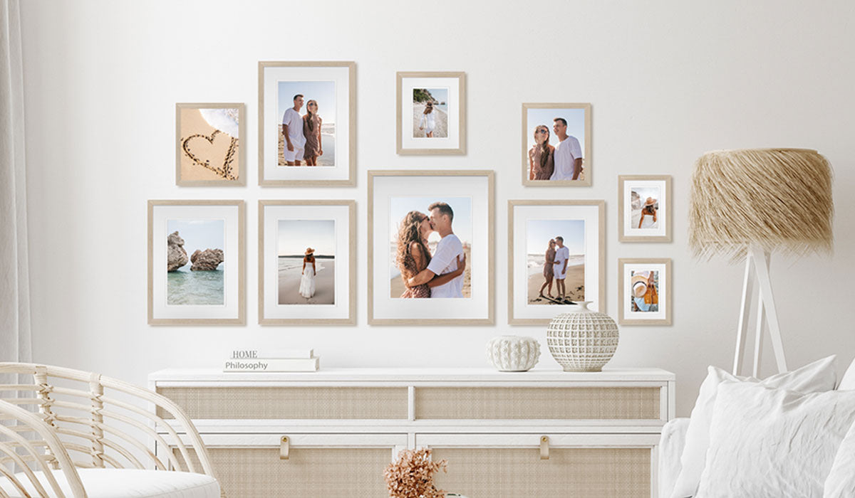 Gallery wall with holiday beach coastal photos