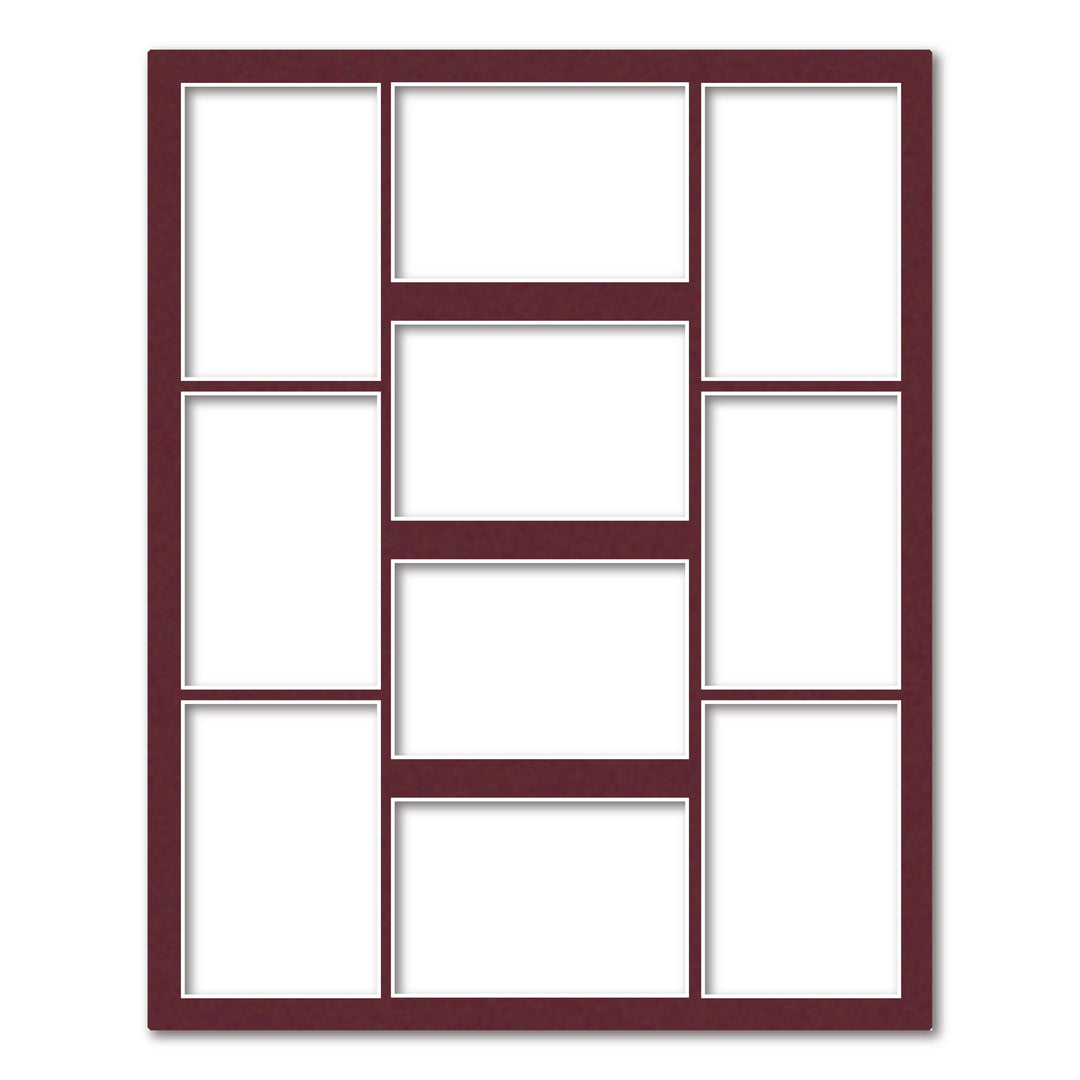 10 Window (4x6in) Collage Photo Mat Board Burgundy Maroon Acid-Free Mat Board from our Custom Cut Mat Boards collection by Profile Products (Australia) Pty Ltd