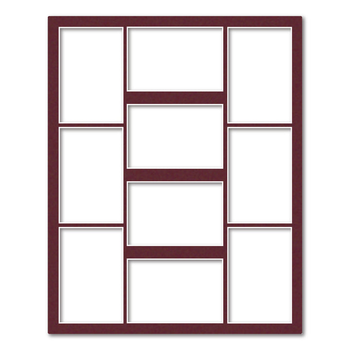 10 Window (4x6in) Collage Photo Mat Board Burgundy Maroon Acid-Free Mat Board from our Custom Cut Mat Boards collection by Profile Products (Australia) Pty Ltd