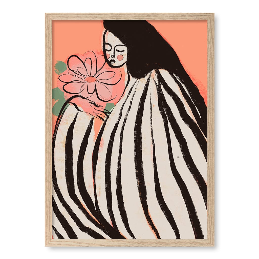 A Silent Moment Peach Modern Wall Art Print A4 (21 x 29.7cm) / Natural Oak Frame / No Border from our Australian Made Framed Wall Art, Prints & Posters collection by Profile Products (Australia) Pty Ltd