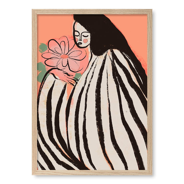 A Silent Moment Peach Modern Wall Art Print A4 (21 x 29.7cm) / Natural Oak Frame / No Border from our Australian Made Framed Wall Art, Prints & Posters collection by Profile Products (Australia) Pty Ltd