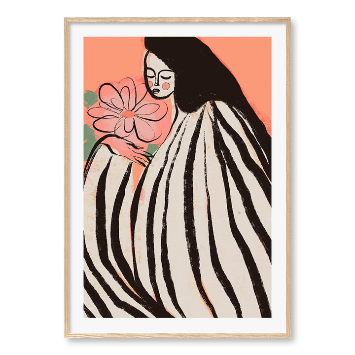 A Silent Moment Peach Wall Art Print A0 (84.1 x 118.9cm) / Natural Oak Frame / White Border from our Australian Made Wall Art collection by Profile Australia