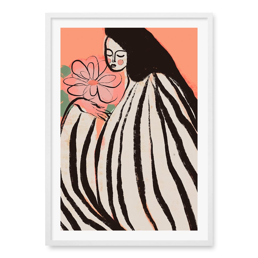 A Silent Moment Peach Wall Art Print A1 (59.4 x 84.1cm) / Matte White Frame / White Border from our Australian Made Wall Art collection by Profile Australia