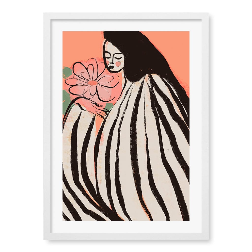 A Silent Moment Peach Wall Art Print A2 (42 x 59.4cm) / Matte White Frame / White Border from our Australian Made Wall Art collection by Profile Australia