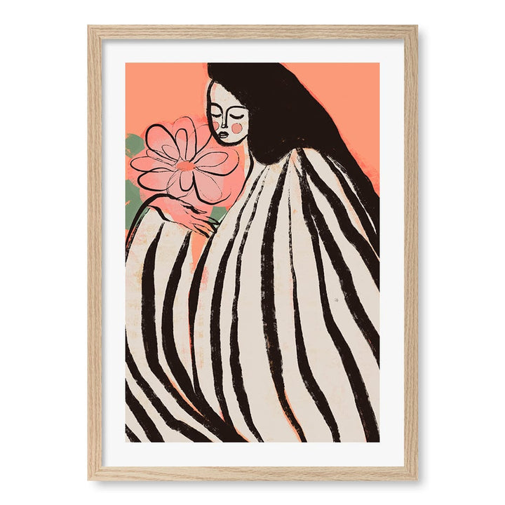 A Silent Moment Peach Wall Art Print A2 (42 x 59.4cm) / Natural Oak Frame / White Border from our Australian Made Wall Art collection by Profile Australia