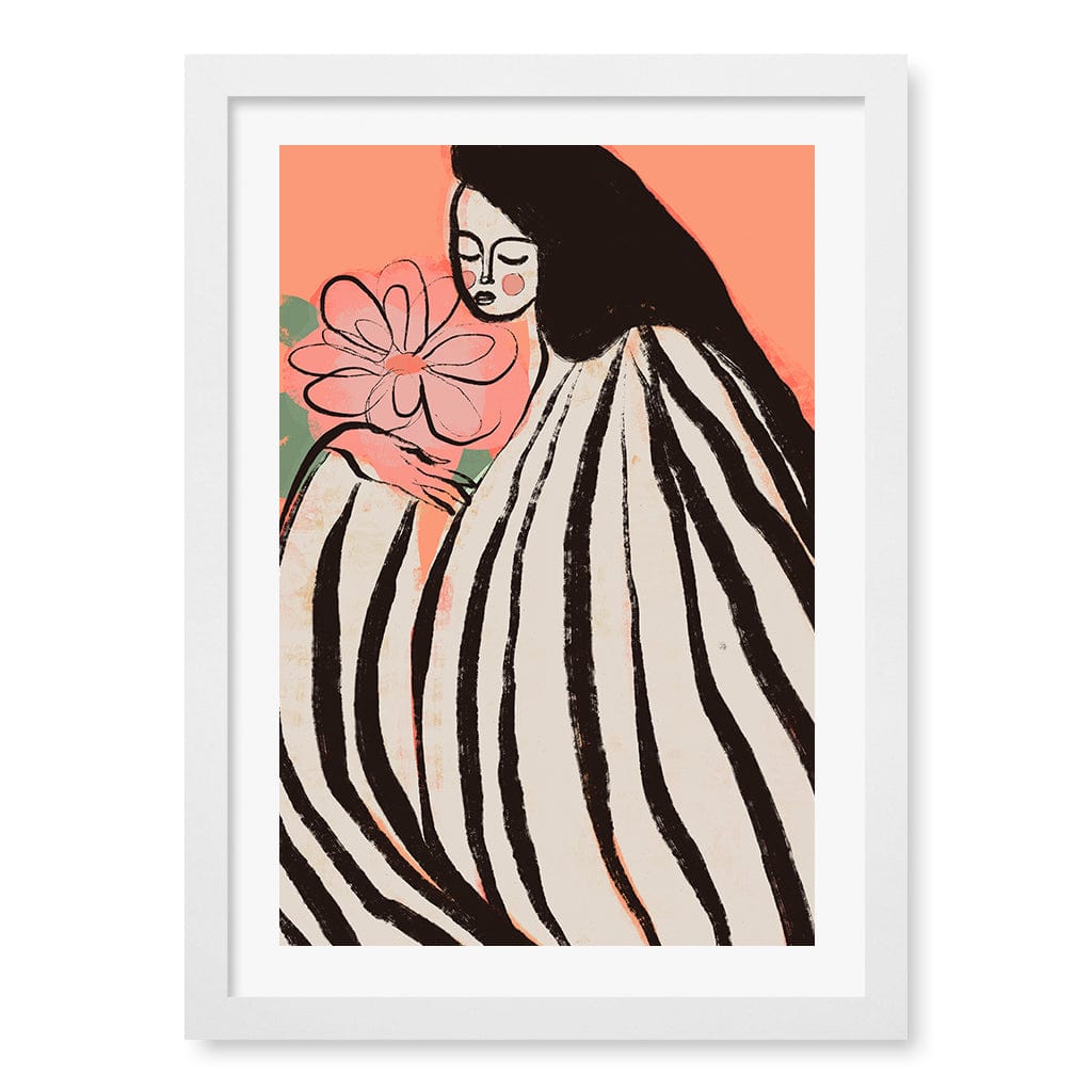 A Silent Moment Peach Wall Art Print A3 (29.7 x 42cm) / Matte White Frame / White Border from our Australian Made Wall Art collection by Profile Australia