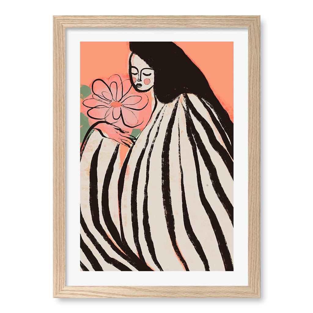 A Silent Moment Peach Wall Art Print A3 (29.7 x 42cm) / Natural Oak Frame / White Border from our Australian Made Wall Art collection by Profile Australia