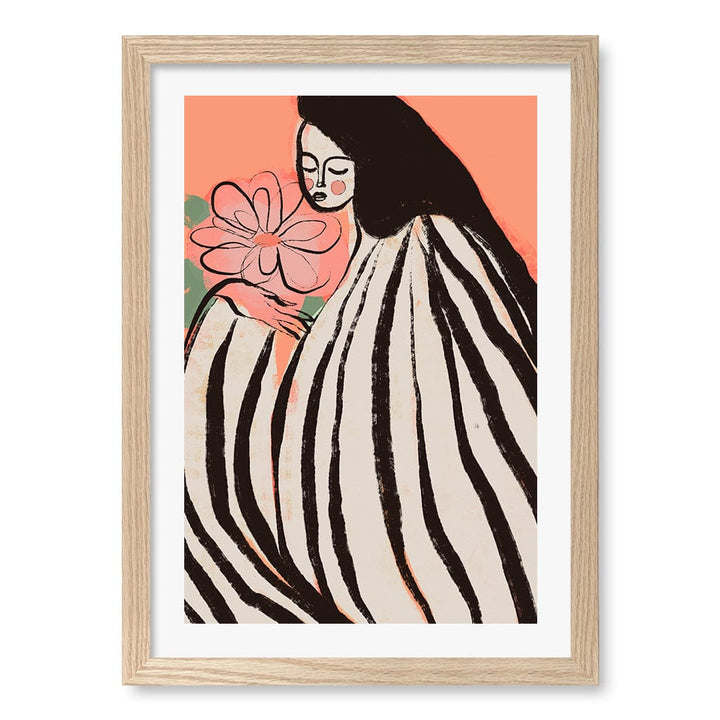 A Silent Moment Peach Wall Art Print A3 (29.7 x 42cm) / Natural Oak Frame / White Border from our Australian Made Wall Art collection by Profile Australia