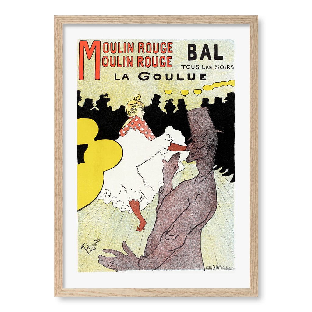 Affiche pour le Moulin Rouge - Toulouse–Lautrec Art Print A4 (21 x 29.7cm) / Natural Oak Frame / White Border from our Australian Made Framed Wall Art, Prints & Posters collection by Profile Products (Australia) Pty Ltd