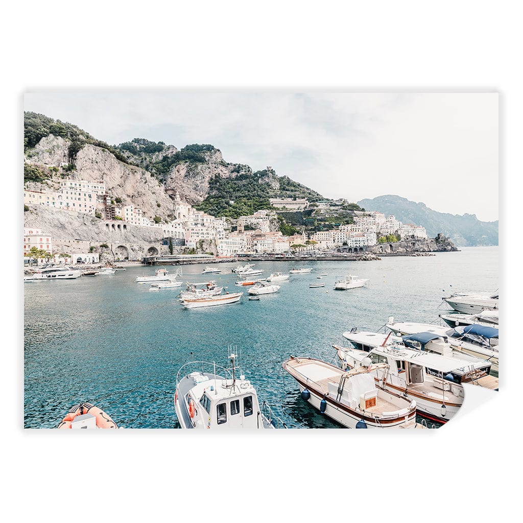 Amalfi Coast With Boats 2 Modern Wall Art Print A4 (21 x 29.7cm) / Print Only / No Border from our Australian Made Framed Wall Art, Prints & Posters collection by Profile Products (Australia) Pty Ltd