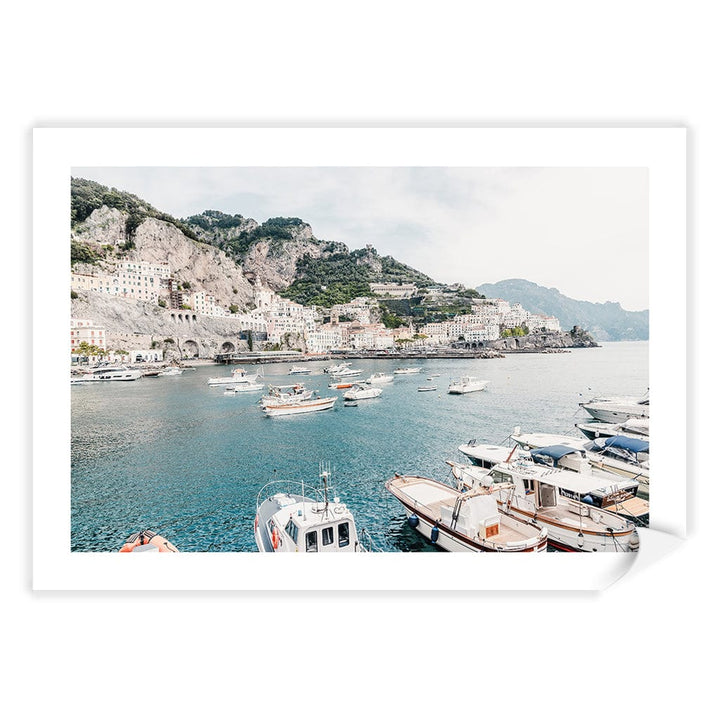 Amalfi Coast With Boats 2 Modern Wall Art Print A4 (21 x 29.7cm) / Print Only / White Border from our Australian Made Framed Wall Art, Prints & Posters collection by Profile Products (Australia) Pty Ltd
