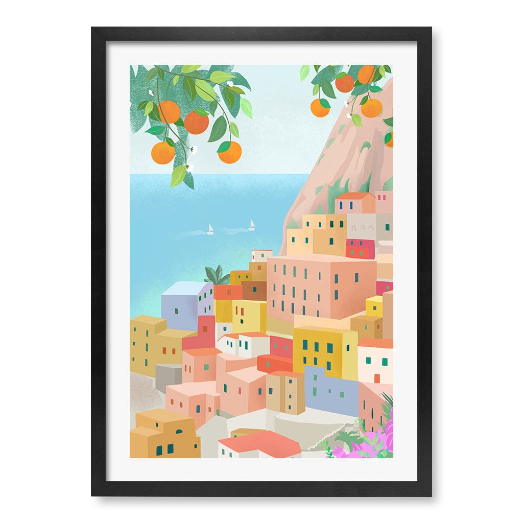 Amalfi Modern Wall Art Print by Petra Lizde A4 (21 x 29.7cm) / Matte Black Frame / White Border from our Australian Made Framed Wall Art, Prints & Posters collection by Profile Products (Australia) Pty Ltd