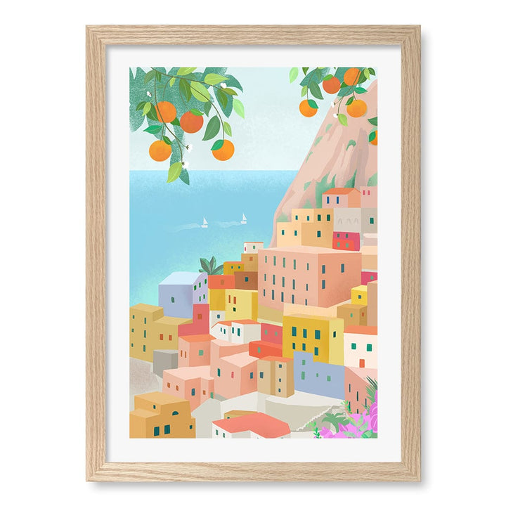 Amalfi Wall Art Print A3 (29.7 x 42cm) / Natural Oak Frame / White Border from our Australian Made Wall Art collection by Profile Australia