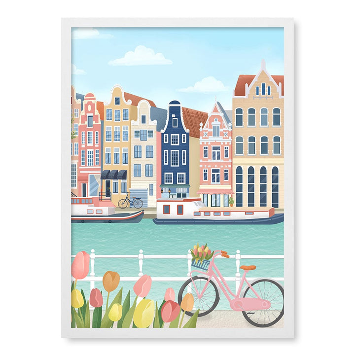 Amsterdam City Modern Wall Art Print by Petra Lizde A4 (21 x 29.7cm) / Matte White Frame / No Border from our Australian Made Framed Wall Art, Prints & Posters collection by Profile Products (Australia) Pty Ltd