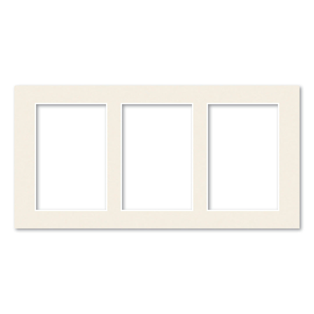 Antique White Acid-Free Mat Board 8x16in (20.3x40.6cm) to suit three 4x6in (10x15cm) images from our Mat Boards collection by Profile Products (Australia) Pty Ltd
