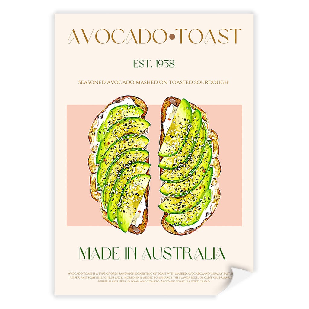 Avocado On Toast Modern Wall Art Print A4 (21 x 29.7cm) / Print Only / No Border from our Australian Made Framed Wall Art, Prints & Posters collection by Profile Products (Australia) Pty Ltd