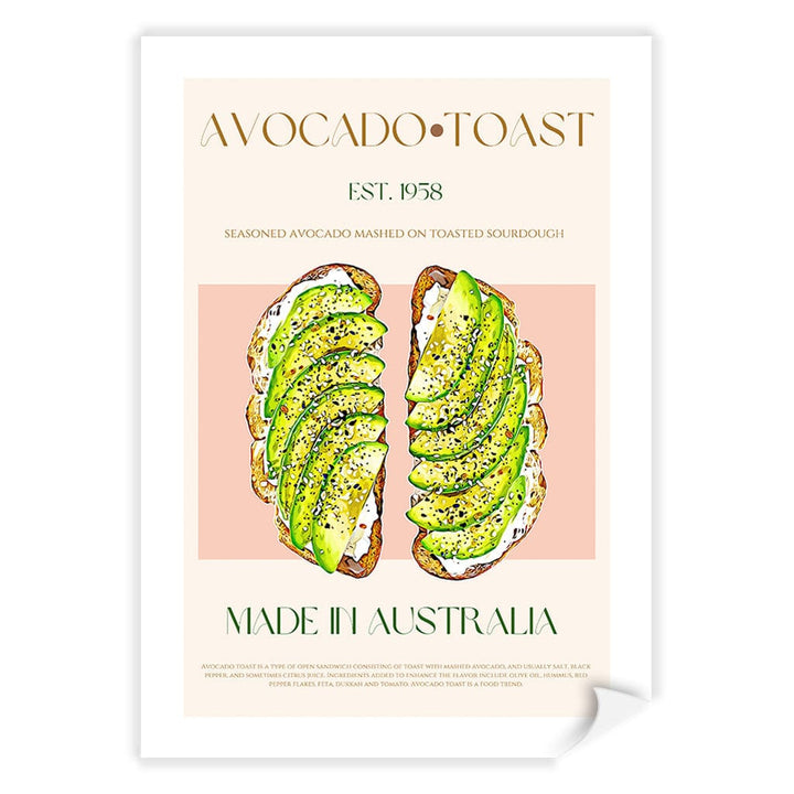 Avocado On Toast Modern Wall Art Print A4 (21 x 29.7cm) / Print Only / White Border from our Australian Made Framed Wall Art, Prints & Posters collection by Profile Products (Australia) Pty Ltd