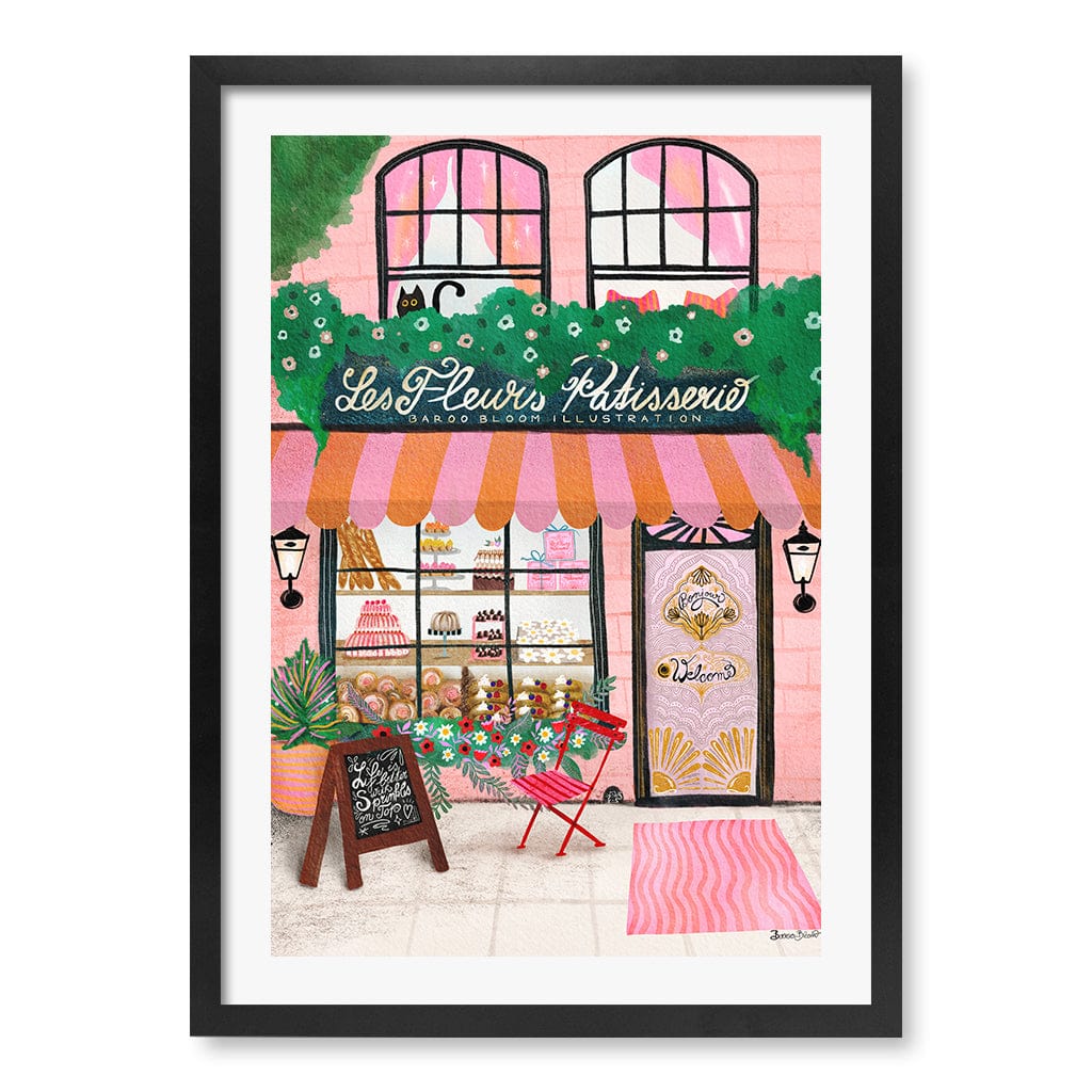 Bake Shop Front Modern Wall Art Print by Baroo Bloom A4 (21 x 29.7cm) / Matte Black Frame / White Border from our Australian Made Framed Wall Art, Prints & Posters collection by Profile Products (Australia) Pty Ltd