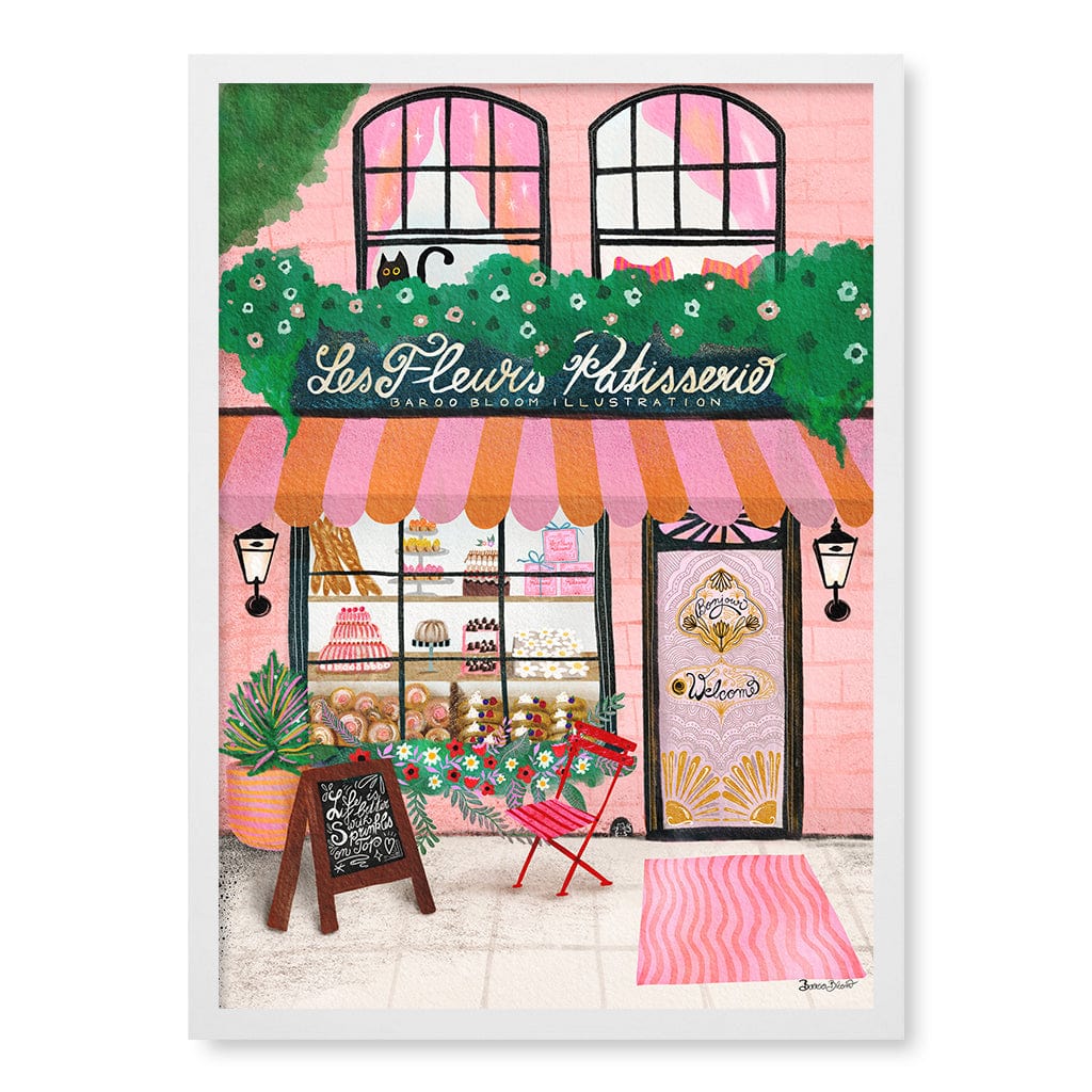 Bake Shop Front Modern Wall Art Print by Baroo Bloom A4 (21 x 29.7cm) / Matte White Frame / No Border from our Australian Made Framed Wall Art, Prints & Posters collection by Profile Products (Australia) Pty Ltd