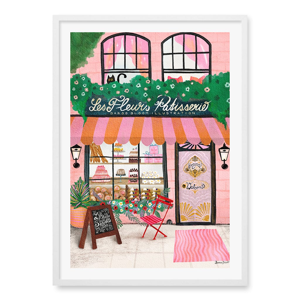 Bake Shop Front Wall Art Print A1 (59.4 x 84.1cm) / Matte White Frame / White Border from our Australian Made Wall Art collection by Profile Australia