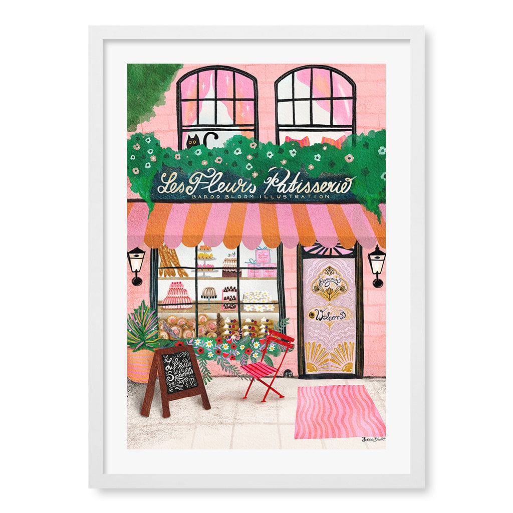 Bake Shop Front Wall Art Print A2 (42 x 59.4cm) / Matte White Frame / White Border from our Australian Made Wall Art collection by Profile Australia