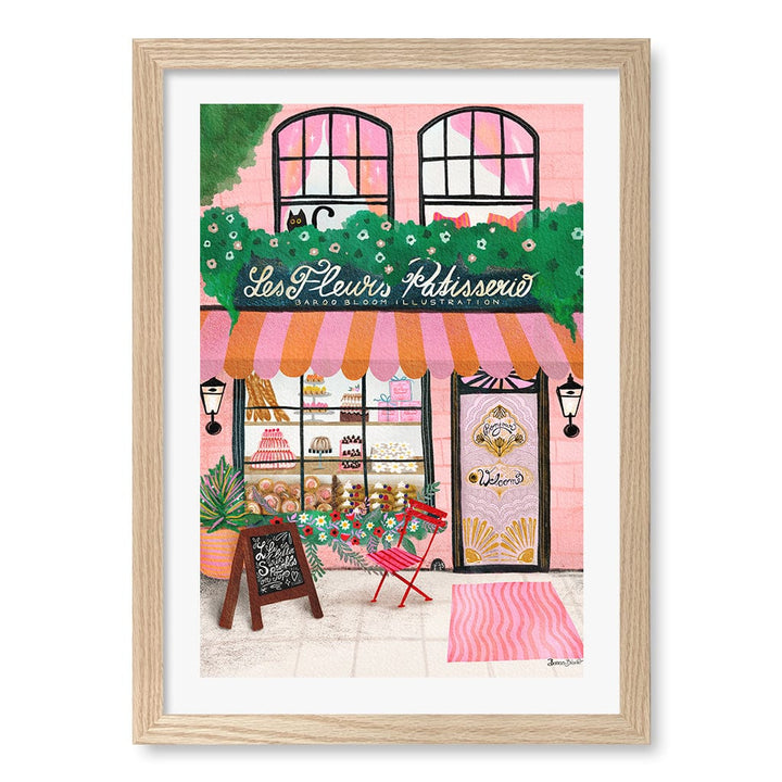Bake Shop Front Wall Art Print A3 (29.7 x 42cm) / Natural Oak Frame / White Border from our Australian Made Wall Art collection by Profile Australia