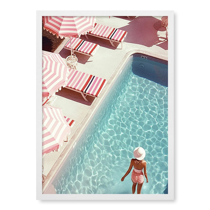 Barbiecore Pool Modern Wall Art Print A4 (21 x 29.7cm) / Matte White Frame / No Border from our Australian Made Framed Wall Art, Prints & Posters collection by Profile Products (Australia) Pty Ltd