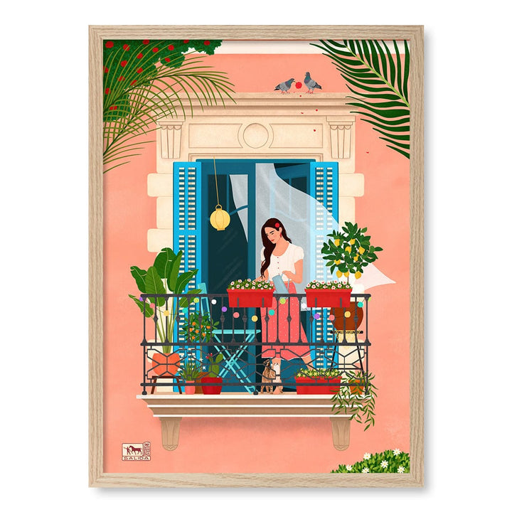 Barcelona Modern Wall Art Print A4 (21 x 29.7cm) / Natural Oak Frame / No Border from our Australian Made Framed Wall Art, Prints & Posters collection by Profile Products (Australia) Pty Ltd