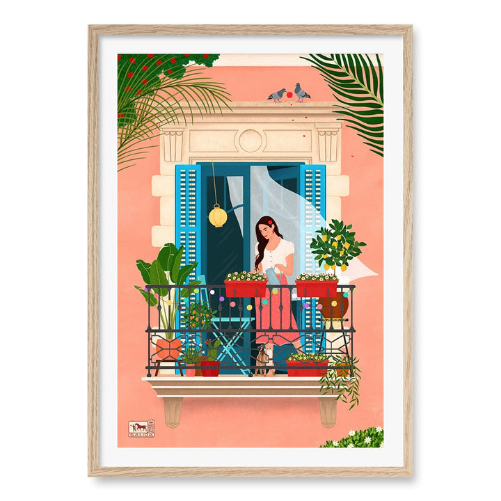 Barcelona Wall Art Print A1 (59.4 x 84.1cm) / Natural Oak Frame / White Border from our Australian Made Wall Art collection by Profile Australia