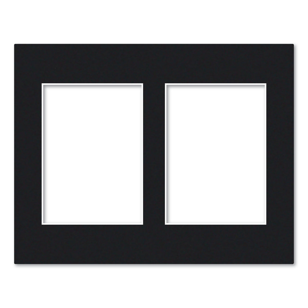 Black Acid-Free Mat Board 11x14in (27.9x35.5cm) to suit two 5x7in (13x18cm) images from our Mat Boards collection by Profile Australia
