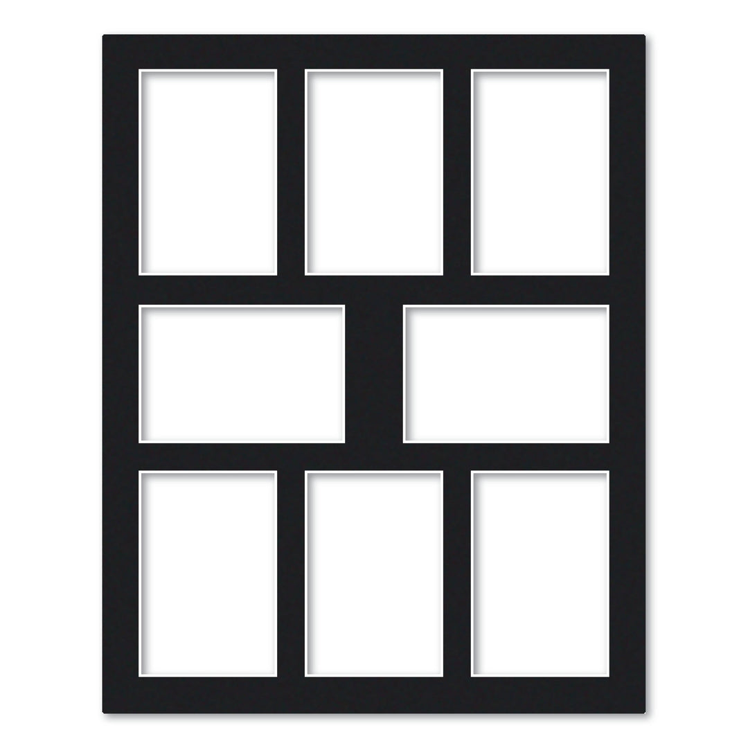 Black Acid-Free Mat Board 16x20in (40.6x50.8cm) to suit eight 4x6in (10x15cm) images from our Mat Boards collection by Profile Australia