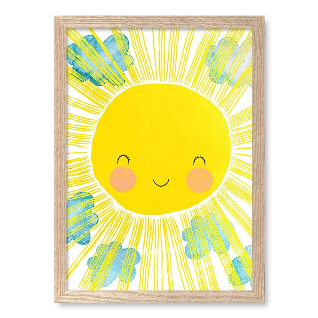 Blissful Sunny Smile Kids Wall Art Print A3 (29.7 x 42cm) / Natural Oak Frame / No Border from our Australian Made Framed Wall Art, Prints & Posters collection by Profile Products (Australia) Pty Ltd