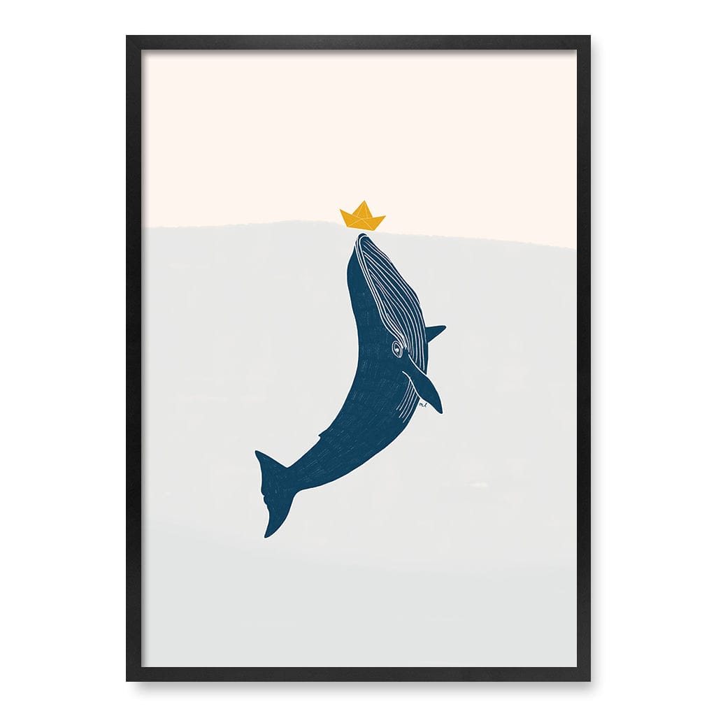 Blue Whale Sailing Boat Wall Art Print A1 (59.4 x 84.1cm) / Matte Black Frame / No Border from our Australian Made Framed Wall Art, Prints & Posters collection by Profile Products (Australia) Pty Ltd