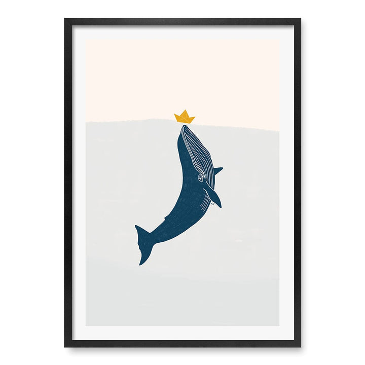 Blue Whale Sailing Boat Wall Art Print A1 (59.4 x 84.1cm) / Matte Black Frame / White Border from our Australian Made Framed Wall Art, Prints & Posters collection by Profile Products (Australia) Pty Ltd