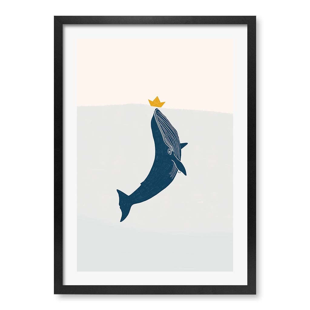 Blue Whale Sailing Boat Wall Art Print A2 (42 x 59.4cm) / Matte Black Frame / White Border from our Australian Made Framed Wall Art, Prints & Posters collection by Profile Products (Australia) Pty Ltd