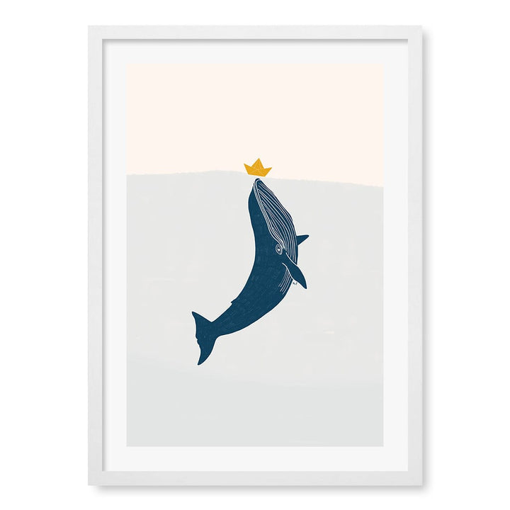 Blue Whale Sailing Boat Wall Art Print A2 (42 x 59.4cm) / Matte White Frame / White Border from our Australian Made Framed Wall Art, Prints & Posters collection by Profile Products (Australia) Pty Ltd