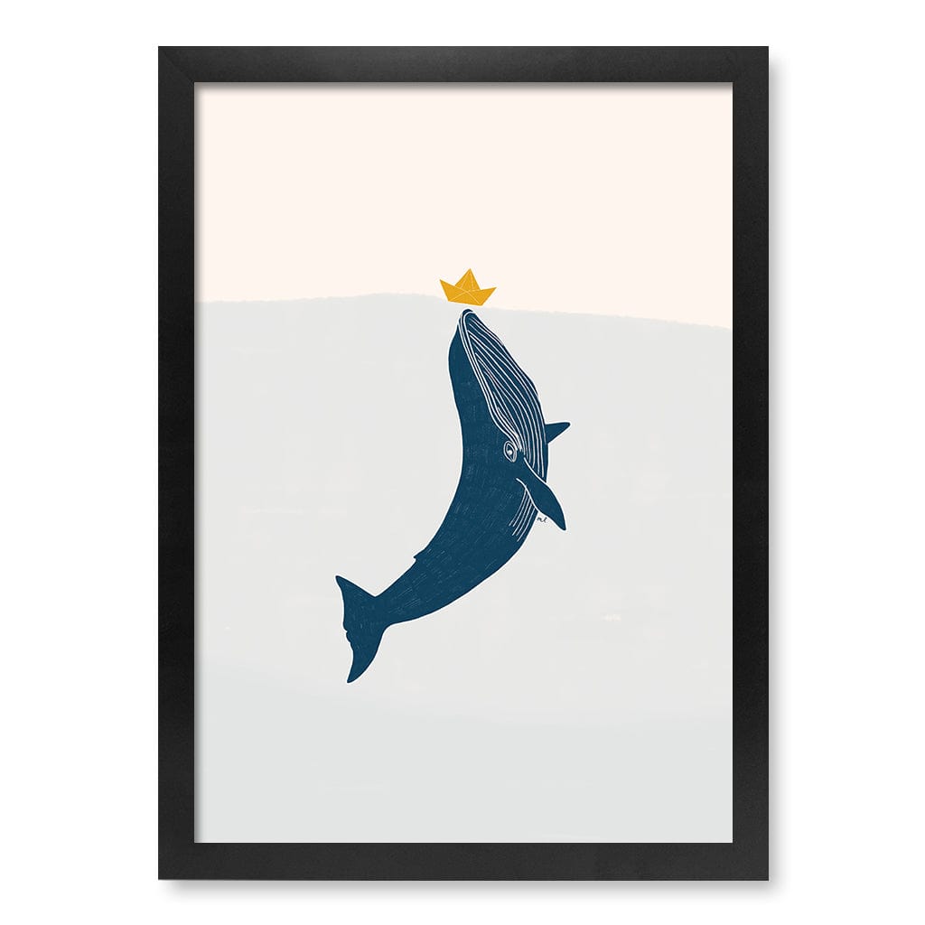 Blue Whale Sailing Boat Wall Art Print A3 (29.7 x 42cm) / Matte Black Frame / No Border from our Australian Made Framed Wall Art, Prints & Posters collection by Profile Products (Australia) Pty Ltd