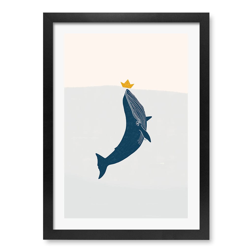 Blue Whale Sailing Boat Wall Art Print A3 (29.7 x 42cm) / Matte Black Frame / White Border from our Australian Made Framed Wall Art, Prints & Posters collection by Profile Products (Australia) Pty Ltd