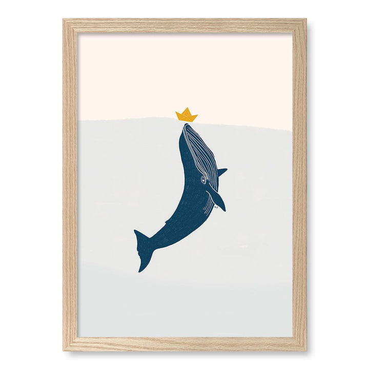 Blue Whale Sailing Boat Wall Art Print A3 (29.7 x 42cm) / Natural Oak Frame / No Border from our Australian Made Framed Wall Art, Prints & Posters collection by Profile Products (Australia) Pty Ltd