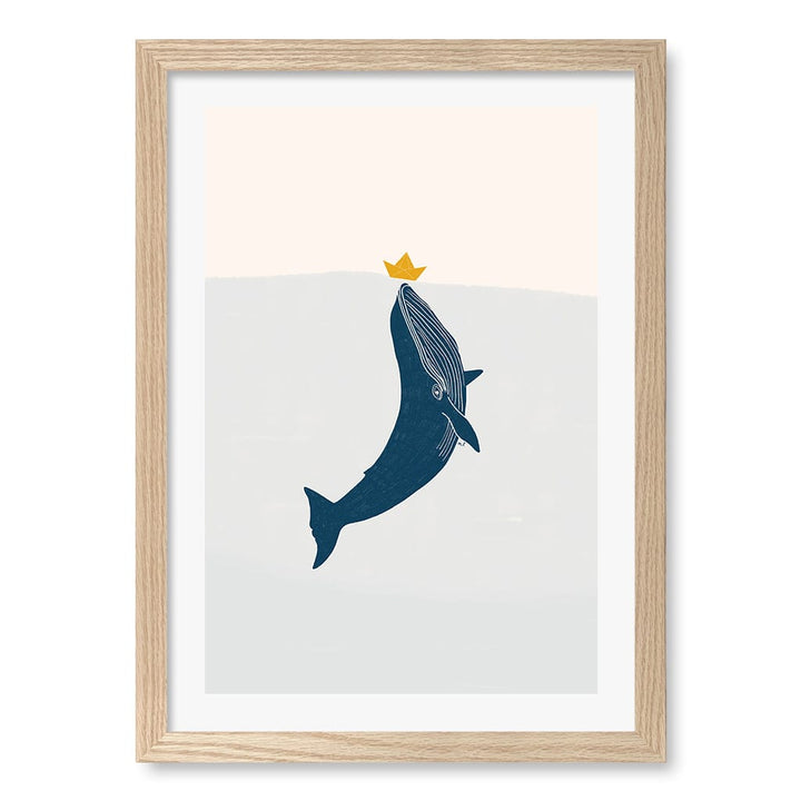Blue Whale Sailing Boat Wall Art Print A3 (29.7 x 42cm) / Natural Oak Frame / White Border from our Australian Made Framed Wall Art, Prints & Posters collection by Profile Products (Australia) Pty Ltd