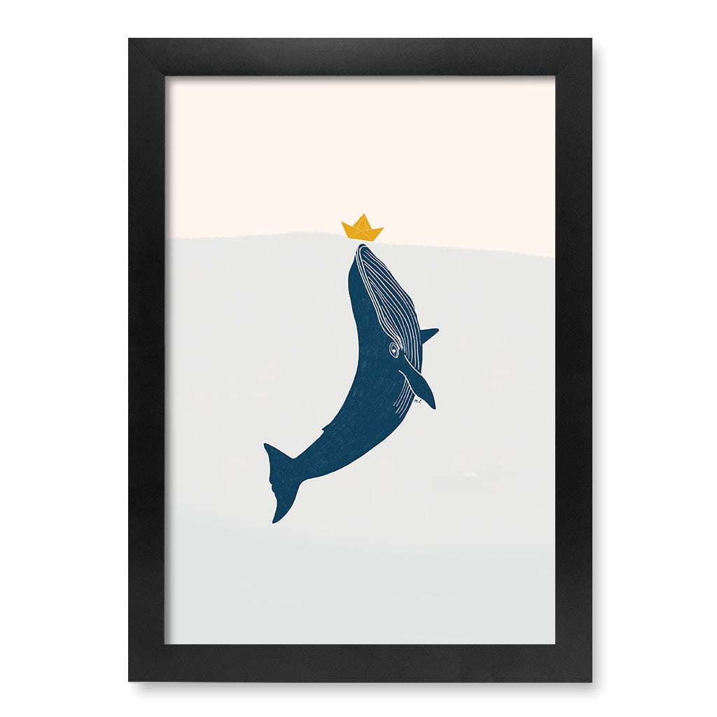 Blue Whale Sailing Boat Wall Art Print A4 (21 x 29.7cm) / Matte Black Frame / No Border from our Australian Made Framed Wall Art, Prints & Posters collection by Profile Products (Australia) Pty Ltd