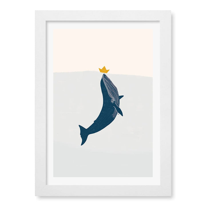 Blue Whale Sailing Boat Wall Art Print A4 (21 x 29.7cm) / Matte White Frame / White Border from our Australian Made Framed Wall Art, Prints & Posters collection by Profile Products (Australia) Pty Ltd
