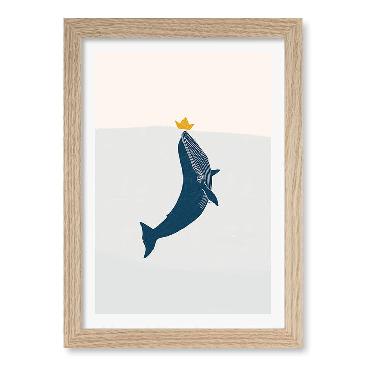 Blue Whale Sailing Boat Wall Art Print A4 (21 x 29.7cm) / Natural Oak Frame / White Border from our Australian Made Framed Wall Art, Prints & Posters collection by Profile Products (Australia) Pty Ltd