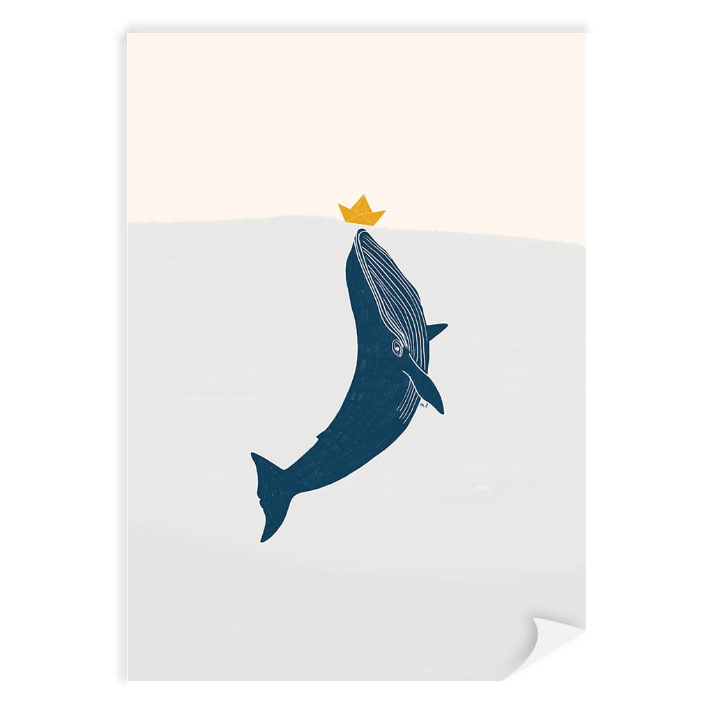 Blue Whale Sailing Boat Wall Art Print A4 (21 x 29.7cm) / Print Only / No Border from our Australian Made Framed Wall Art, Prints & Posters collection by Profile Products (Australia) Pty Ltd