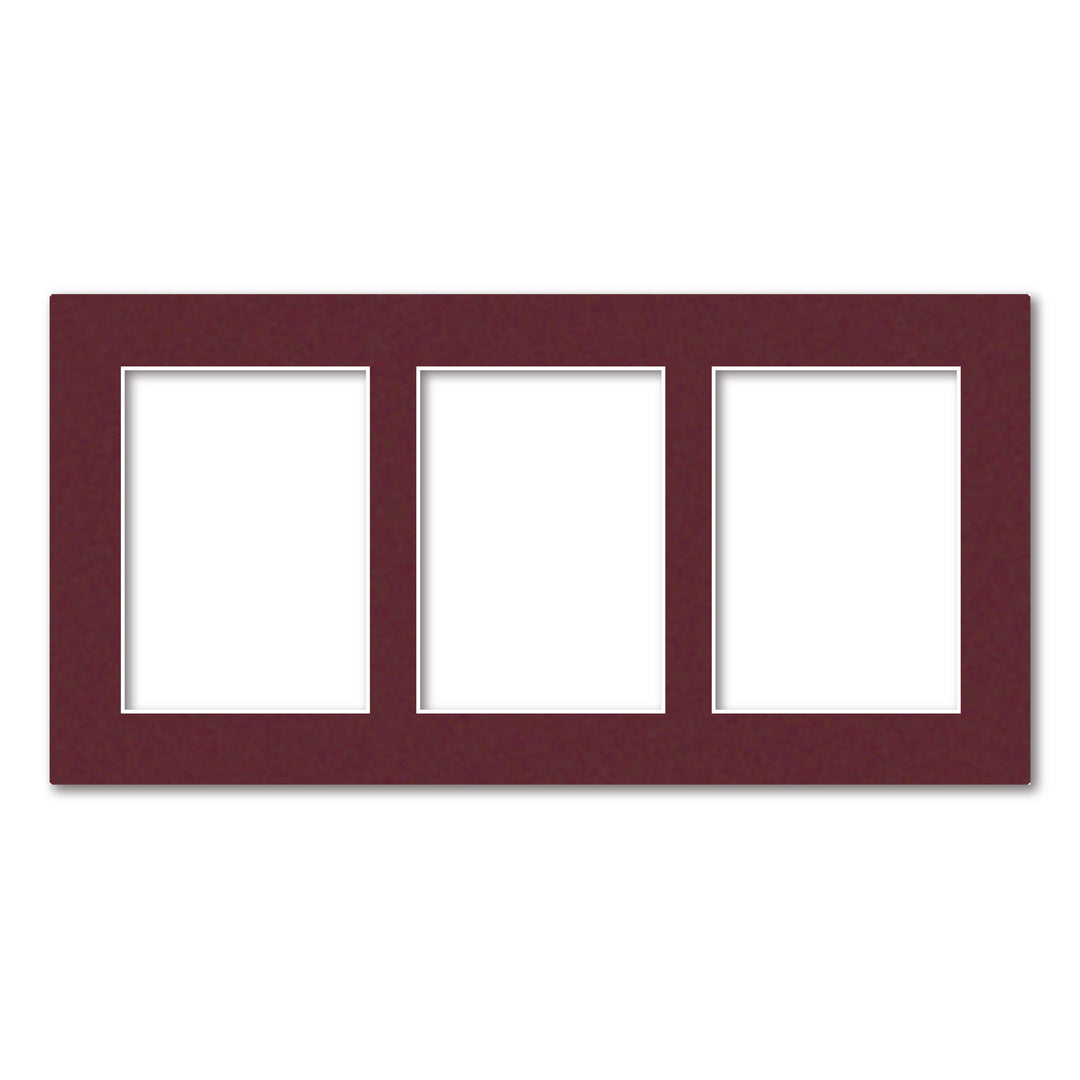 Burgundy Maroon Acid-Free Mat Board 10x20in (25.4x50.8cm) to suit three 5x7in (13x18cm) images from our Mat Boards collection by Profile Products (Australia) Pty Ltd
