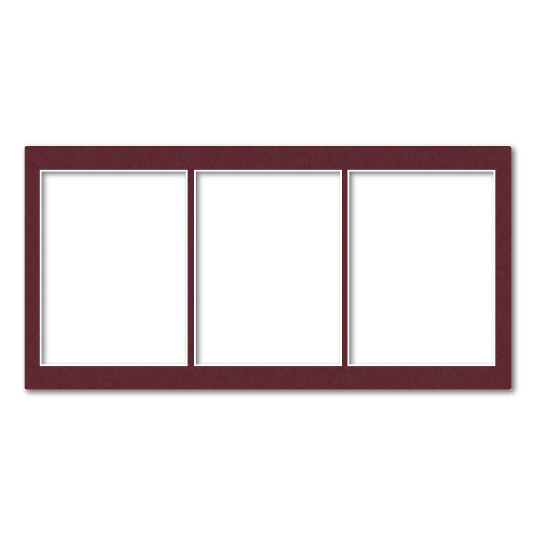 Burgundy Maroon Acid-Free Mat Board 10x20in (25.4x50.8cm) to suit three 6x8in (15x20cm) images from our Mat Boards collection by Profile Products (Australia) Pty Ltd