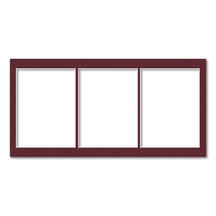 Burgundy Maroon Acid-Free Mat Board 10x20in (25.4x50.8cm) to suit three 6x8in (15x20cm) images from our Mat Boards collection by Profile Products (Australia) Pty Ltd